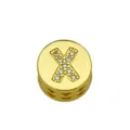 Close-up of golden round pendant charm featuring a crystal-studded letter X for DIY jewelry - Style X / Pendant Only (Without Chain)