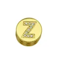 Close-up detail of a golden round charm bead with sparkling letter Z cubic zirconia inlay. - Style Z / Pendant Only (Without Chain)