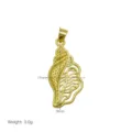 Gold seashell pendant detail view showing dimensions and weight, perfect for summer beach style. - Pendant Only (Without Chain) (DN260506-M)