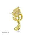 Vergoldeter Rosen Blume Anhänger Halskette Zubehör mit funkelndem Kristall Blatt 13x33mm - Strass Rose Mit Blättern Anhänger (DN260524-M) / Nur Anhänger (Ohne Kette)
