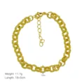 Chunky gold link bracelet for women, 18K gold plated thick chain jewelry stylish accessory - Hammered Rectangular Link Style (DB260502-A)