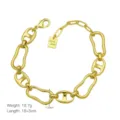 Close-up details of the gold-plated chunky link bracelet showcasing its unique link design. - Western Big Hoop Anchor Chain Style (DB260502-D)