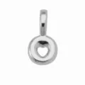 Ciondolo rotondo argentato con ritaglio a cuore per collana DIY accessorio gioiello - Ciondolo Lettera O (DN260611-O) / Pendant Only (Without Chain) / Argento