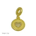 Gold plated heart charm pendant for European snake chain bracelet stylish jewelry - Pendant Only (Without Chain) (Heart Design)