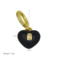 Squisito ciondolo cuore nero placcato oro con bellissima serratura dettaglio 12x22mm - Ciondolo Solo (Senza Catena) (DN260518-L)
