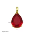 Vue détaillée d'un pendentif en zircon rouge taille poire en cuivre plaqué or fin. - Style Goutte Rouge (DN260605-C) / Pendentif Seul (Sans Chaîne) / Rouge