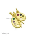 Vergoldete Farbpalette Anhänger Halskette mit bunten glänzenden Zirkonia Steinen. - Palettenform (Anhänger Ohne Kette)(DN260610-I) / Gold
