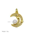 Exquisiter vergoldeter Mond Stern Perle Anhänger mit Zirkonia, elegantes Schmuckstück. - Mond-Perle (Anhänger Ohne Kette)(DN260610-J) / Gold