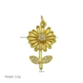 Goldene Sonnenblumen Anhänger Halskette für Damen, Messing 18K vergoldet Zirkonia Blumen Schmuck. - Sonnenblumenform (Anhänger Ohne Kette)(DN260610-M) / Gold