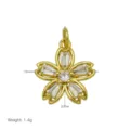 Vergoldeter Blumen-Anhänger Halskette mit glitzernden Zirkonia Steinen Detailansicht. - Fünfblättrige Blume (Anhänger Ohne Kette)(DN260610-O) / Gold