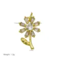 Vergoldeter Zirkonia Blumen Anhänger glänzender Kristall Halskette Schmuck Accessoire - Blume mit Blatt (Anhänger Ohne Kette)(DN260610-P) / Gold