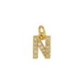 Gouden Zirkoon Letter N Hanger DIY Ketting Accessoire Vierkant Alfabet Sieraden Gift - Letter N Hanger Zonder Ketting (DN260738-N)