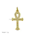 Vergoldeter Ankh Kreuz Anhänger Mit Glitzerndem Zirkonia Ägyptisches Lebenssymbol - Ankh-Kreuz (Anhänger Ohne Kette)(DN260610-R) / Gold