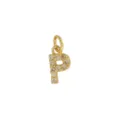 Gouden P letter hanger bezet met schitterende zirkonia stenen voor stijlvolle DIY kettingen. - Letter P Hanger Zonder Ketting (DN260738-P)