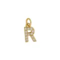 Mooie vergulde glanzende zirkonia letter R hanger DIY ketting sieraden accessoire - Letter R Hanger Zonder Ketting (DN260738-R)