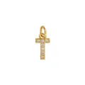 Vergulde Zirkonia Pave Letter T Hanger Bedel voor DIY Halsketting Sieraden Maken - Letter T Hanger Zonder Ketting (DN260738-T)