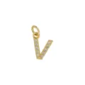 Verguld Letter V Hanger Zirkonia Alfabet Bedel DIY Ketting Sieraden Accessoire Variant - Letter V Hanger Zonder Ketting (DN260738-V)