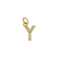 Gouden Letter Y Hanger Zirkon Pave DIY Ketting Sieraad Accessoire Variant Weergave - Letter Y Hanger Zonder Ketting (DN260738-Y)