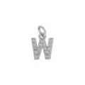 Zilveren letter W hanger, schitterende zirkonia pavé DIY ketting sieraden accessoire - Letter W Hanger Zonder Ketting (DN260738-W)