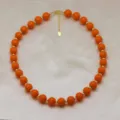 Collier de perles orange tendance avec perles intercalaires dorées bijoux élégants femme - Orange Vif (DN260713-C)