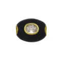 Perle ovale plaquee or avec email noir et oxyde de zirconium pour creation de bijoux DIY - Pendentif Seul (Sans Chaîne) (DN260707-K)