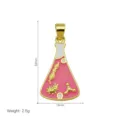 Colgante matraz ciencia bañado oro con esmalte rosa y molécula de ADN para estudiantes. - Estilo de Frasco de Ciencia Rosa y Blanco (DN260729-F) (Colgante Solo)