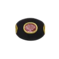 Perle Espacement Ovale Émail Noir Zircon Rose Plaqué Or 18K Charme DIY Bracelet - Pendentif Seul (Sans Chaîne) (DN260707-M)