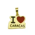 Gold-plated metal Caracas pendant necklace charm with red enamel heart and black letters. - DN260828-O Pendant Only (Without Chain)