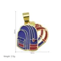 Colgante de mochila de esmalte bañado en oro, accesorio de collar de joyería de estudiante. - Estilo Mochila Azul (DN260729H) (Colgante Solo)