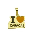 Gold-plated metal pendant featuring I love Caracas design with colorful enamel heart detail. - DN260828-P Pendant Only (Without Chain)