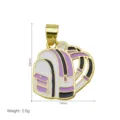 Bonito colgante de mochila de esmalte colorido, accesorio de joyería para estudiantes. - Estilo Mochila Púrpura (DN260729-I) (Colgante Solo)