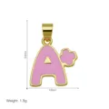 Colgante de letra A de esmalte rosa bañado en oro con flor, bonito accesorio de joyería. - Estilo Letra A+ Rosa (DN260729-K) (Colgante Solo)