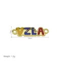 Gold plated metal enamel charm pendant detail, VZLA letter design with 25x7mm size for bracelet. - Pendant Only (Without Chain) (Style L)