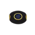 Perle ovale en cuivre doré avec zircon bleu foncé et émail noir pour bracelet collier DIY. - Pendentif Seul (Sans Chaîne) (DN260707-R)
