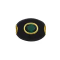 Perle d'espacement ovale à grand trou, plaquée or 18K avec pierre verte pour bracelet DIY. - Pendentif Seul (Sans Chaîne) (DN260707-S)