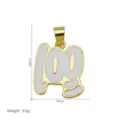 Colgante collar número 100 oro, accesorio de moda para estudiante con esmalte blanco. - Estilo Número 100 Blanco (DN260729-N) (Colgante Solo)