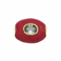 Perle breloque ovale rouge cuivre plaqué or 18k avec zircon clair pour bracelet et collier - Pendentif Seul (Sans Chaîne) (DN260707-3)