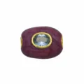 Perle intercalaire ovale en cuivre plaqué or 18K avec zircone pour bracelet collier DIY - Pendentif Uniquement (Sans Chaîne) (DN260707-11)