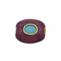 Perle d'Espacement Ovale Grand Trou Plaqué Cuivre Or 18K avec Pierre Bleue et Violette - Pendentif Uniquement (Sans Chaîne) (DN260707-12)