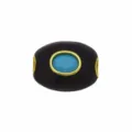 Perle espaciale ovale à grand trou plaquée or 18K en cuivre avec zircon bleu pour bracelets DIY. - Pendentif Uniquement (Sans Chaîne) (DN260707-14)