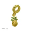 Gold pineapple charm pendant with green and yellow cubic zirconia for snake chain bracelets. - Pendant Only (Without Chain) (Pineapple Design)