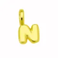 Ciondolo lettera N dorato stile palloncino gonfio collana iniziale accessorio gioiello - Ciondolo Lettera N (DN260611-N) / Pendant Only (Without Chain) / Oro