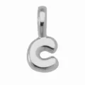 Ciondolo Lettera C Argentata Collana DIY Charm Metallo Iniziale Moda Gioiello Accessorio - Ciondolo Lettera C Stile Palloncino Bubble (DN260611-C) / Pendant Only (Without Chain) / Argento