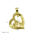 Gold heart family pendant with Te Amo Mama engraving, 19x26mm mother's day necklace accessory. - DN260332-E Style (Pendant Only (Without Chain))