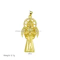 Gold Tone Angel Skull Pendant Necklace Fashion Hip Hop Jewelry 21x49mm 6.7g New Gift - Pendant Only (Without Chain) (DN260336-E)