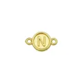Ciondolo connettore lettera N in metallo dorato, accessorio per gioielli DIY rotondo in rilievo 3D dettaglio. - Lettera N (Solo ciondolo)