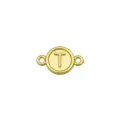 Ciondolo connettore lettera T in metallo dorato per braccialetti fai da te, gioielli rotondi lucidi. - Lettera T (Solo ciondolo)