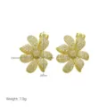 Gold Flower Pave Zirconia Earrings 18K Gold Plated Luxury Fashion Women Jewelry - Full Zirconia Flower Style (DE260302-A)