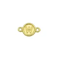 Connettore charm lettera W rotonda in metallo dorato, dettaglio bracciale DIY goffrato 3D liscio. - Lettera W (Solo ciondolo)