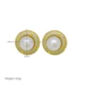 Elegant 18K gold plated pearl zircon stud earrings for women, classic round 20mm design. - Round Pearl Style (DE260302-B)